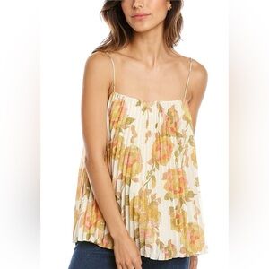 Rebecca Taylor Wild Peony Pleated Tank Top Size Large